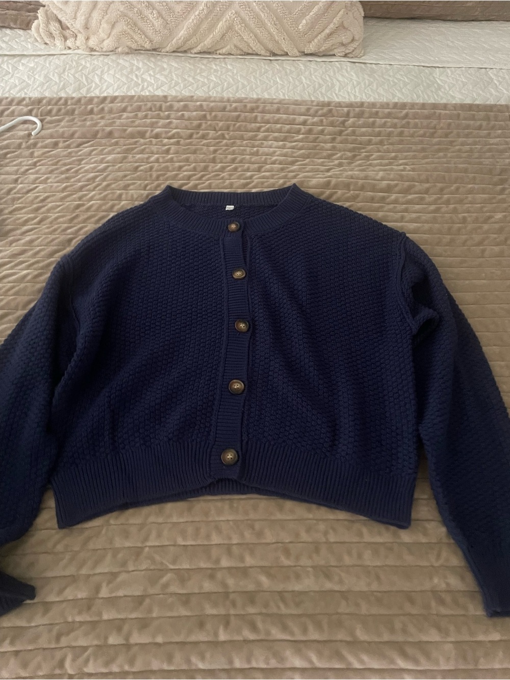 Amazon Navy Textured Button-Front Women's Cardigan